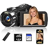 Gtonster Camcorder,FHD 4K 56MP Video Camera,WiFi Vlogging Cameras for YouTube with IR Night Vision,18X Digital Zoom 3.0''Touch Screen Digital Camera with 64GB Card,Remote Control,Webcam and Battery