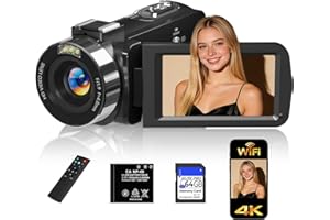 Gtonster Digital Camera,4K Video Camera Camcorder UHD 56MP WiFi Vlogging Cameras,18X Digital Zoom IR Night Vision 3.0''Touch Screen Cameras with 64GB Card,Remote Control,Webcam and Battery (Black)