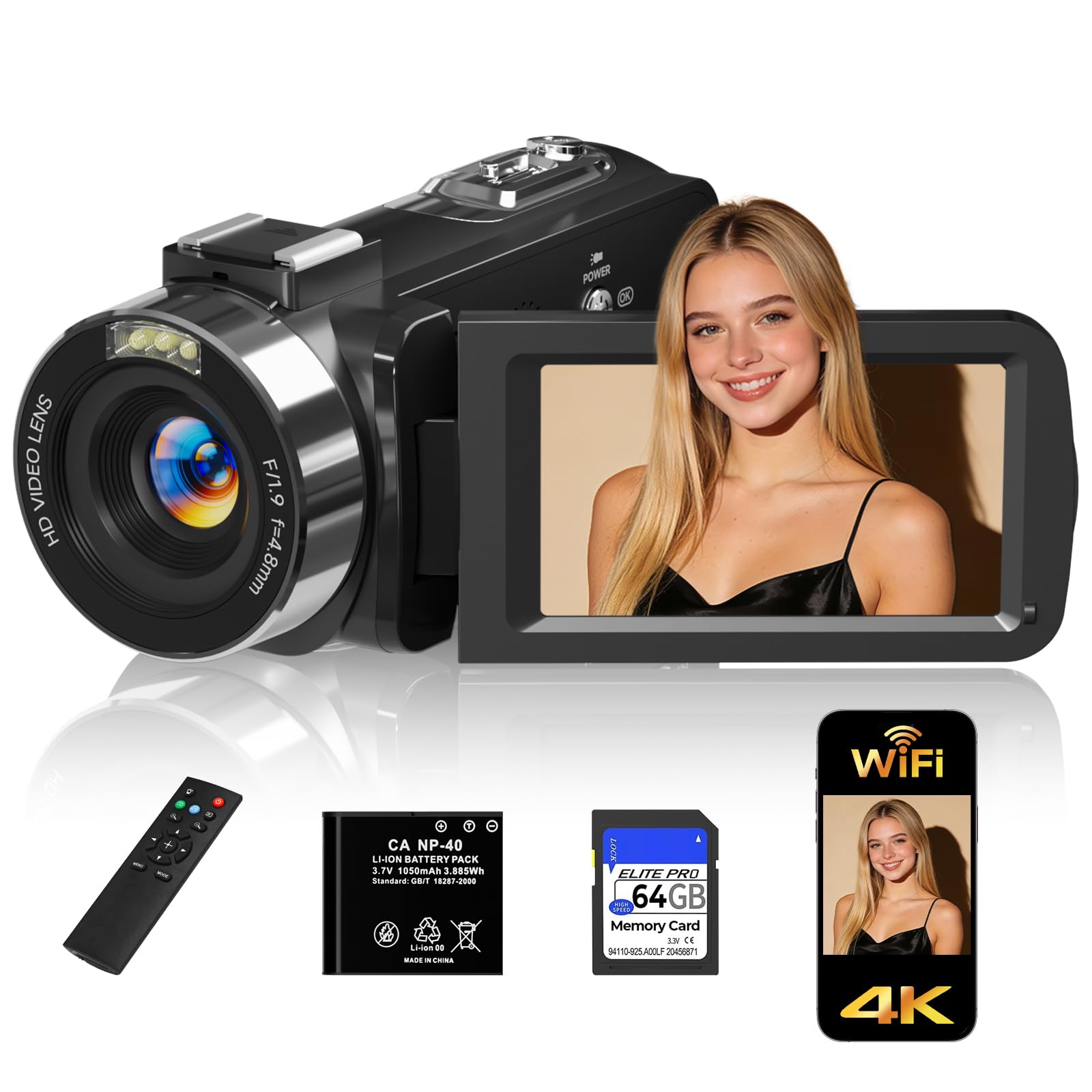 Gtonster Digital Camera,4K Video Camera Camcorder UHD 56MP WiFi ...