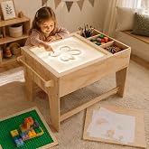 Light Table for Kids, 3-in-1 Activity Table with Storage &amp; LED Light | 3 interchangeable tops, building blocks, art creation, with paper roll holder, for home, Preschool, early education settings