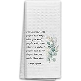 TNUW Inspirational Quotes Botanical Gold Kitchen Towels 16x24In, Hostess Gifts for Women, Decorative Hand Dish Tea Towels for Kitchen Bathroom Decor