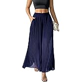 heipeiwa Women's Chiffon Pleated Wide Leg Palazzo Pants Crop Capris Culotte Dressy Casual Pants