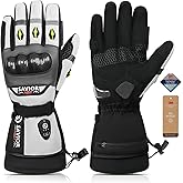 SAVIOR HEAT Heated Motorcycle Gloves for Men & Women, 3000mAh Battery for 11H Heat, Waterproof Windproof Touchscreen Winter Gloves, with Knuckle Guard & Anti-Slip Grip for Riding, Snowmobile