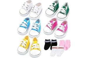 PUHIKE 5 Pairs of 18” Doll Shoes, Doll Canvas Shoes for 18-Inch Dolls American Dolls Accessories Low-Top Doll Canvas Sneakers with Laces for 18 Inch Boy or Girl Dolls 18 Inch Doll Accessories
