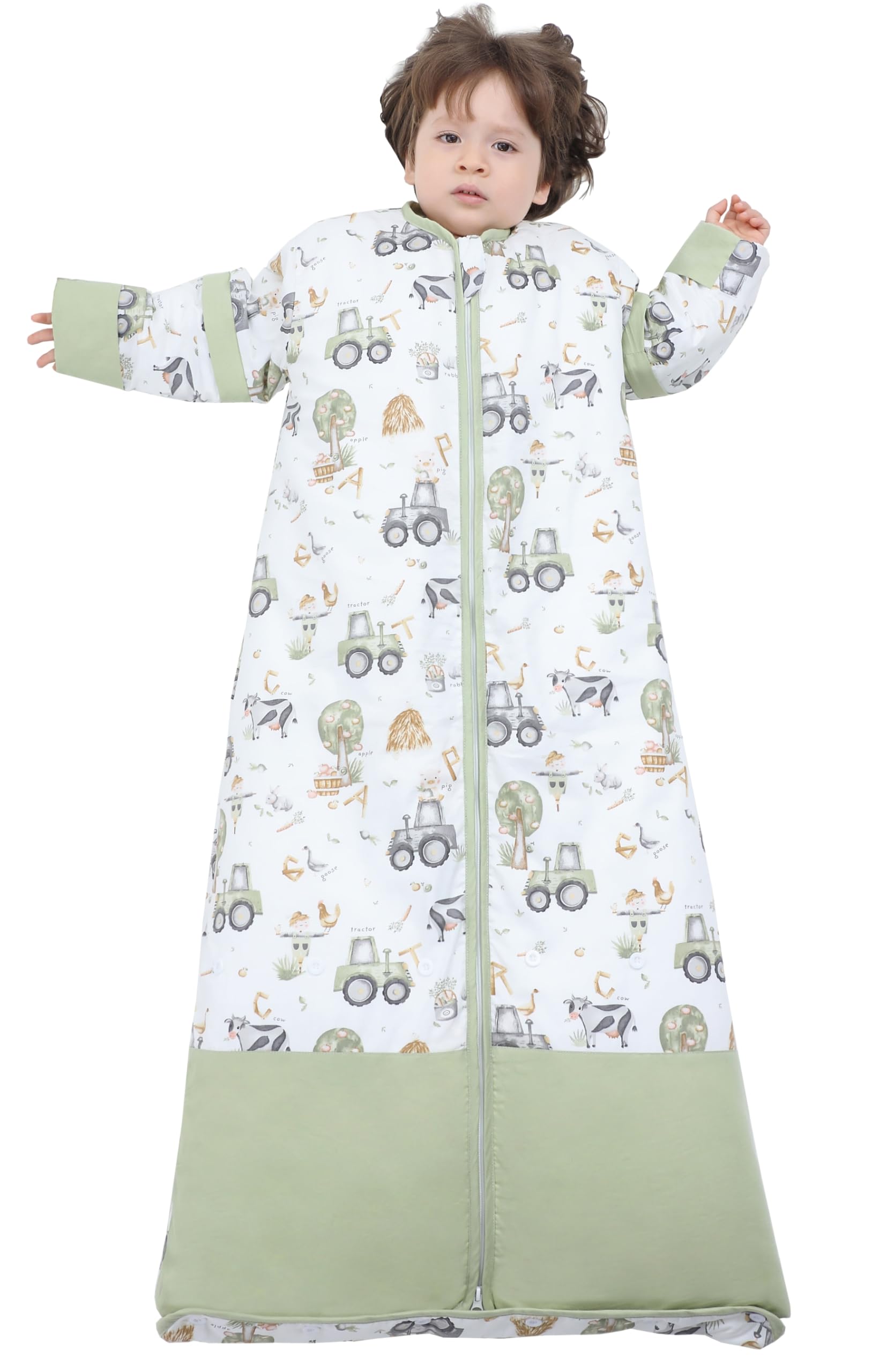 Chilsuessy Baby Sleeping Bag 2.5 Tog Winter Sleeping Sack Wearable Blanket Kids,Adjustable Length,Removable Sleeves,Toddler Sleeping Bag for Boys Girls, 2.5 Tog/Happy Farm, 150cm/6-9 Years — image 1