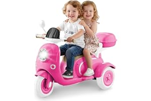HEIMILI Kids Electric Motorcycle,Electric Scooter for 3 Year Old, Girls Toy, 3-Wheel 12V Ride On Scooter for Kids with Storage Compartments, Motorcycle for Girls (Rose)