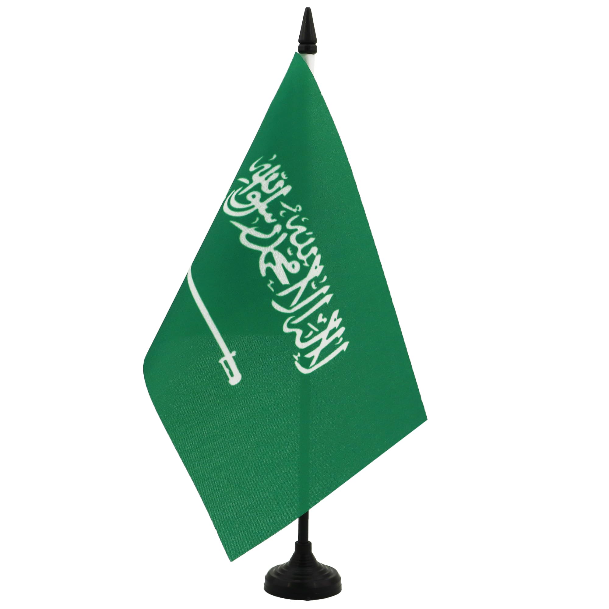 AZ FLAG Saudi Arabia Table Flag 5'' x 8'' - Saudi Arabian Office Decoration 100% Polyester 21 x 14 cm - Mini Desk Flag with Pole and Black Plastic Base