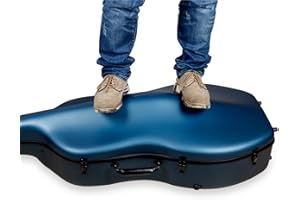 Crossrock Ultra Carbon Fiber Case fits 4/4 Full Size Cello, Super lightweight as 6 lb, with Protective Cover, Outside Music Pouch, Combination Lock -Blue (CRF7000CEFBL)