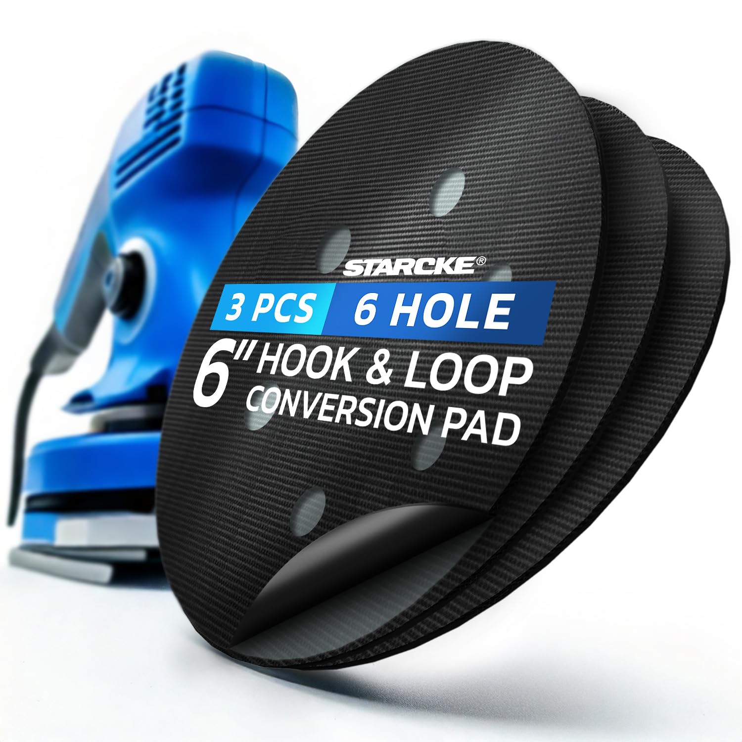 Photo 1 of 6 inch Sanding Discs Hook and Loop Round Sand Paper 3Pack 6Hole-Premium 6 inch Hook and Loop Sanding Discs, Durable PSA Sandpaper Easy Replacement Pad, Disc Polisher Backing Pad Grit Sandpaper Disc