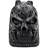 XUANNIAO 3D PU Leather Skull Backpack - Back Packs Steam Punk Rivet Personality Travel Bagpack College/High School Bags Bookbag School Computer Bag Laptop Backpack