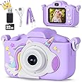 KIZJORYA Upgraded 48MP Kids Camera for Girls Boys 3-12, Video Selfie Camera-Christmas Birthday Gift for Toddler, HD Digital Camera Toy for Child with 32GB SD Card & Silicone Cover (Purple)