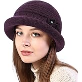 Women Winter Knit 1920s Vintage Bucket Bowler Hat Round Brim Warm Hat