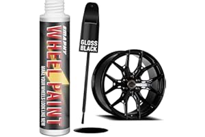 SMAPHY Gloss Black Rim Touch Up Paint, Rim Paint for Curb Rash & Scratches, CarWheel Scratch Repair Kit for Enamel, Alloy, Metal, Universal Black Automotive Touch Up Paint Pen (1 fl oz)