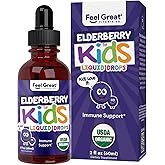 Elderberry for Kids Liquid Drops with Vitamin C & Zinc - 2oz - Children and Toddler Immune Support Supplement USDA Organic Sambucus Elderberry Extract Ages 1-13 Years - Made in USA - 2 fl oz