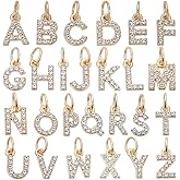 SUNNYCLUE 1 Box 26Pcs 26 Styles Letter Rhinestone Charms Gold Alphabet Charms Bulk Metal Alloy A to Z Initial Capital Letters Pendants for Jewelry Making Bracelet Earrings DIY Crafts Accessories Women