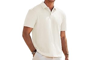 JMIERR Mens Casual Polo Shirt Summer Short Sleeve Vacation Button Beach Knit Stretchy Golf Shirts