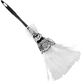 Skeleteen Feather Duster Maid Accessory - Soft White Cleaning Feather Dust Broom Costume Accessories Prop for French Maid Cos