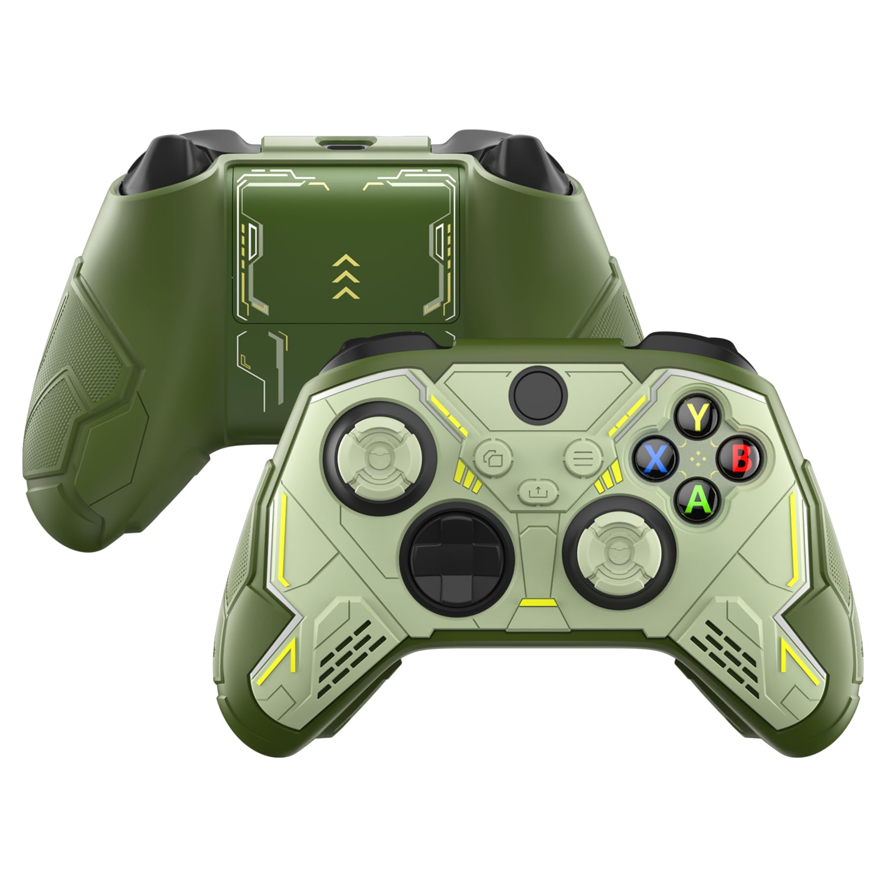 playvital Stellar Mecha Silicone Cover Skin for Xbox Series X/S Controller, Anti-slip Grip Protector with Thumb Grips & Sticker for Xbox Core Wireless Controller - Army Green & Sage Green