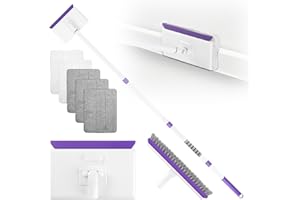 wlich Baseboard Cleaner Tool with Handle 2.0, 60" Extendable Long Handle, Dust Trapping and Locking, 5 Reusable Pads, Purple Base Boards Cleaning Tool for Moldings, Wall, Floor, Bathroom, Kitchen