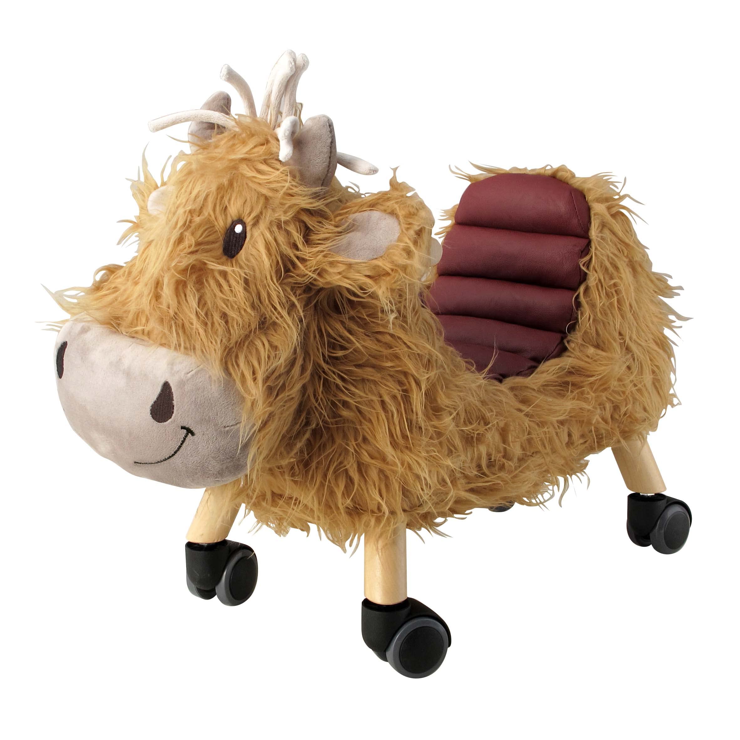 Little Bird Told Me - Hubert Highland Cow Award Winning Ride On Toy for Toddler 12+ Months Unisex - Soft Animal Toy on Wheels, Sturdy Wooden Frame, Wipe Clean Supportive Seat, British Brand Since 2007