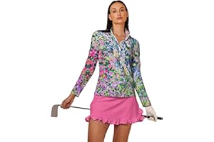 ACEGOLFS Golf Shirts for Woman UPF 50+ Sun Protection Quick Dry Lightweight Long Sleeve Polo Shirts for Woman Rash Guard