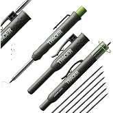 Tracer Mechanical Carpenter Pencils Set with Replacement Lead (6 Pack) - Construction Pencil with Site Holster - All In One Marking Kit for Carpenter Tools Contractor Pencils - AMK1