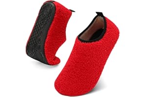 QFH Womens & Mens Cozy House Slippers - Portable Travel Shoes with Flexible Rubber Sole & Soft Velvet Lining