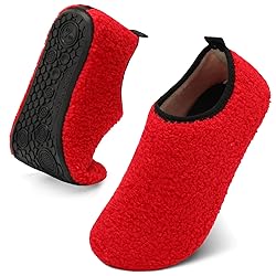 QFH Mens Womens Sock Shoes Teddy Fleece Closed Back