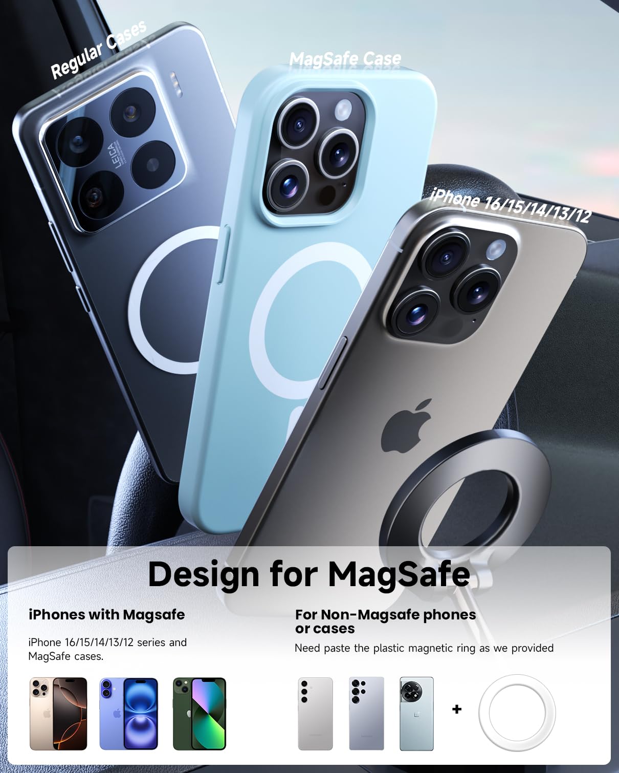 Vacuum Magnetic Car Phone Holder for Mag-Safe [89+LBS Suction & 3200gf Magnetic] 360° Adjustable Ultra Suction Cup Phone Holders for Your Car, Car Mount for iPhone 17 Pro Max 16 15 14 13 12 Air Plus