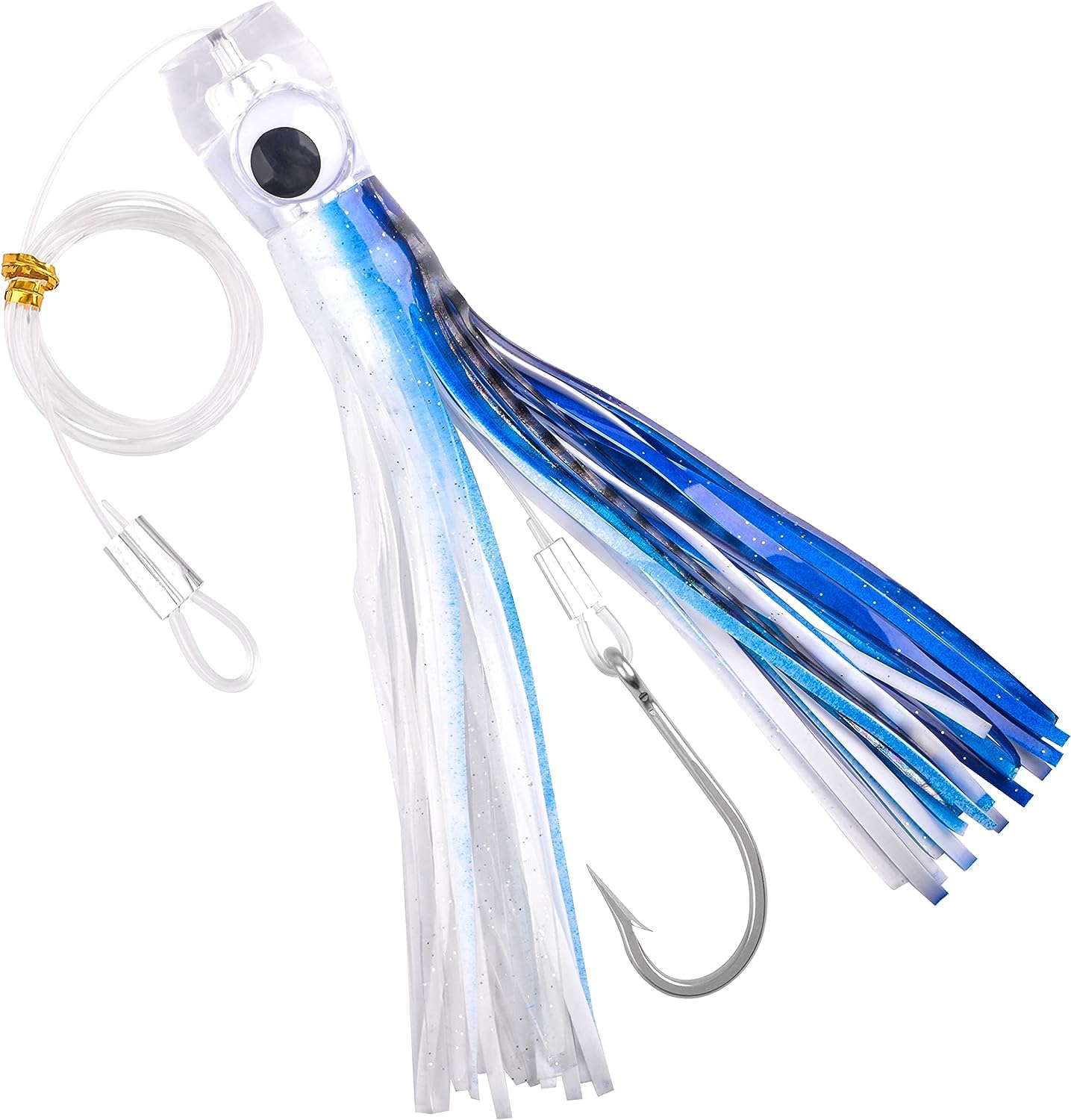 Saltwater Fishing Lures 6/9inch Trolling Lures for Marlin Mahi Tuna Dolphin Shark Big Game Deep Sea Fishing Baits Squid Skirts Rigged Hooks Ocean Gear Tackle — image 1