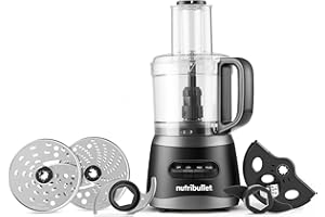 nutribullet NBP50100 Food Processor 450-Watts with 7-Cup Capacity and Stainless Steel Slice, Shred, Chop and Dough Attachment