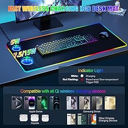 Mouse Pad with Phone Holder, Wireless Charging Desk