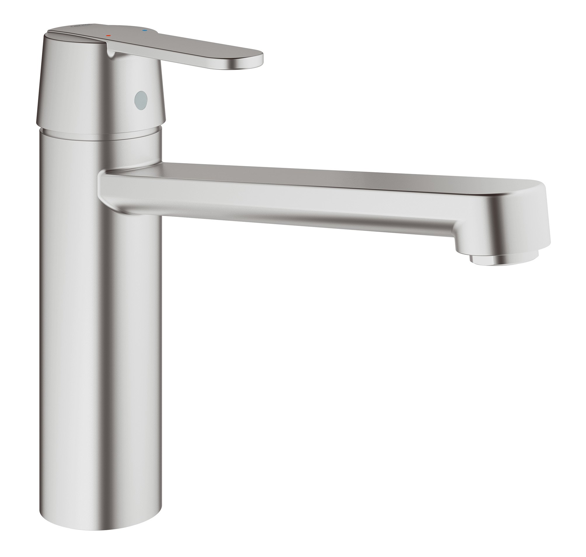 GROHE Get - Kitchen Sink Mixer Tap (Monobloc Installation, Single Lever, Medium High Spout, 35 mm Ceramic Cartridge, Swivel Area 140°, Tails 3/8 Inch), Size 200 mm, Supersteel, 30196DC0