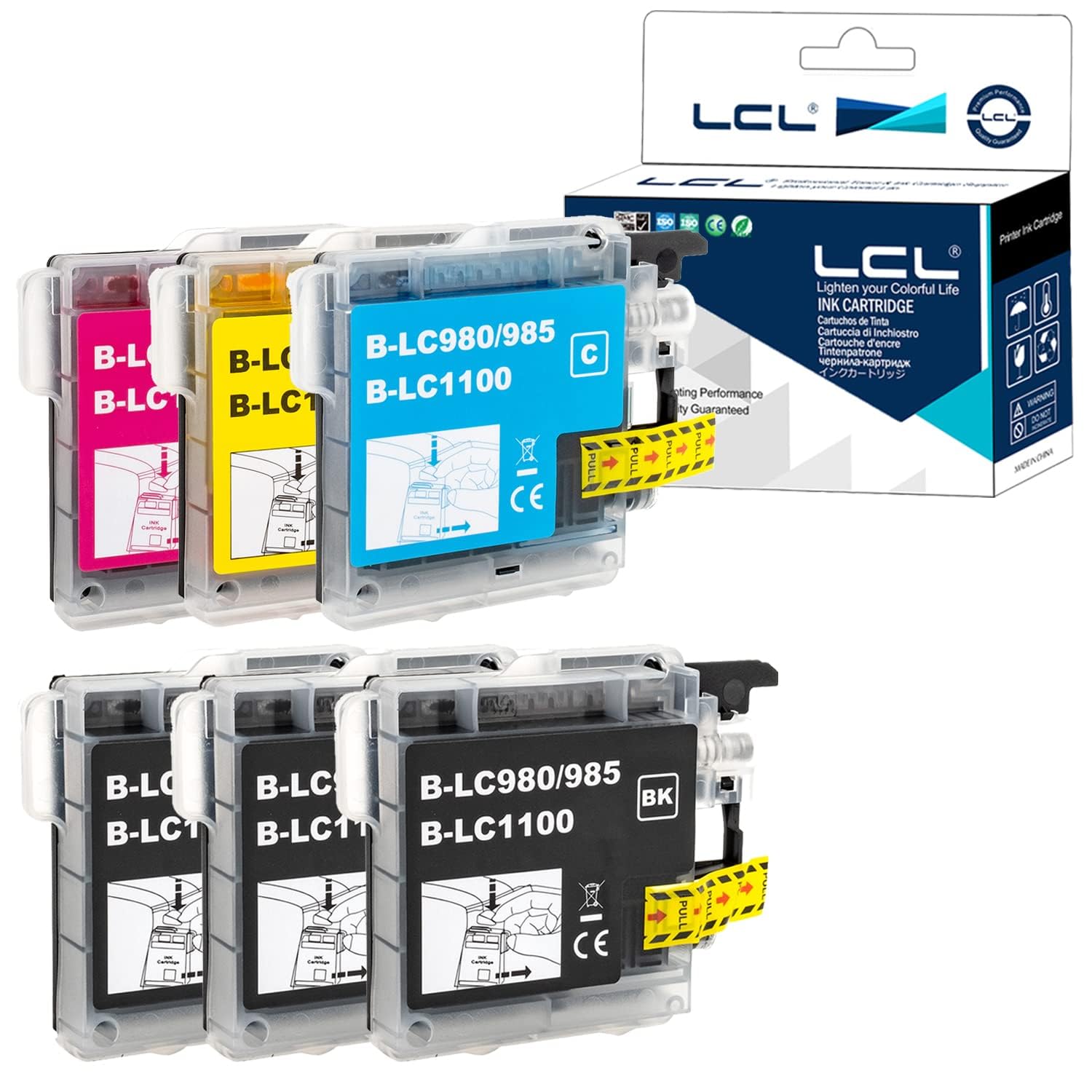 LCL LC985 Ink Cartridge Replacement for Brother LC985 LC985BK LC985C LC985M LC985Y for MFC-495CW MFC-J410W DCP-J125 J315W J515W J140W MFC-J265W J410 J415W J220 (6Pack 3K CMY)