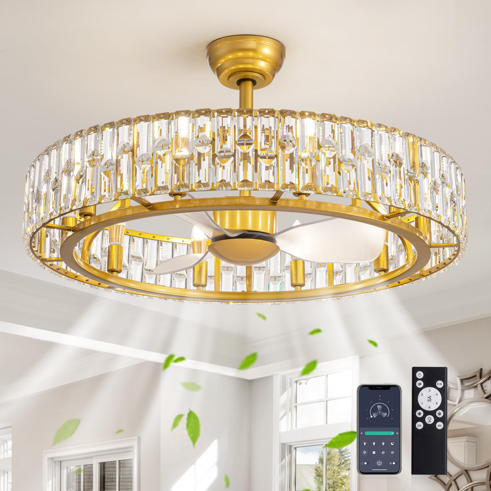 Siljoy 31.5'' Caged Ceiling Fan with Light and