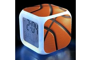 XUWU Basketball Alarm Clock for Kids 7 LED Color Changing Wake Up Clock Home Decor Alarm Clock for Boy Girl Bedroom Digital Alarm Clock with Temperature Display