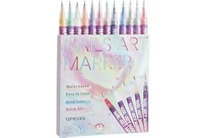 Nail Polish Markers - Nail Markers For Art Design, 12 Pieces Fine Liner Painting Supplies, Gel Nails Paint Art Pens For Nails