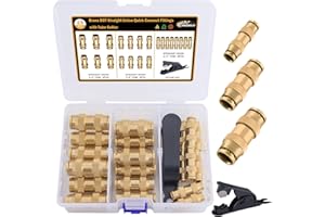 CheeMuii 23 PCS Brass DOT Air Line Fittings Kit 1/4 3/8 1/2 DOT Quick Connect Air Fittings Straight Union Push to Connect Air Hose Fittings for Semi Truck Trailers Air Brake System