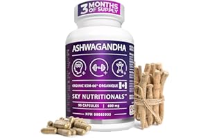 100% Pure Ashwagandha Root Capsules | 3 MONTH SUPPLY (90 x 600 MG Capsules per bottle) | Organic Full Spectrum KSM-66 Ashwaga