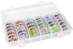 Everything Mary 28-Jar Bead Storage Organizer – Large Clear Case for Diamond Painting, Jewelry & Craft Beads – Durable Plastic Box with Screw-Top Jars for Diamond Art & Small Supplies