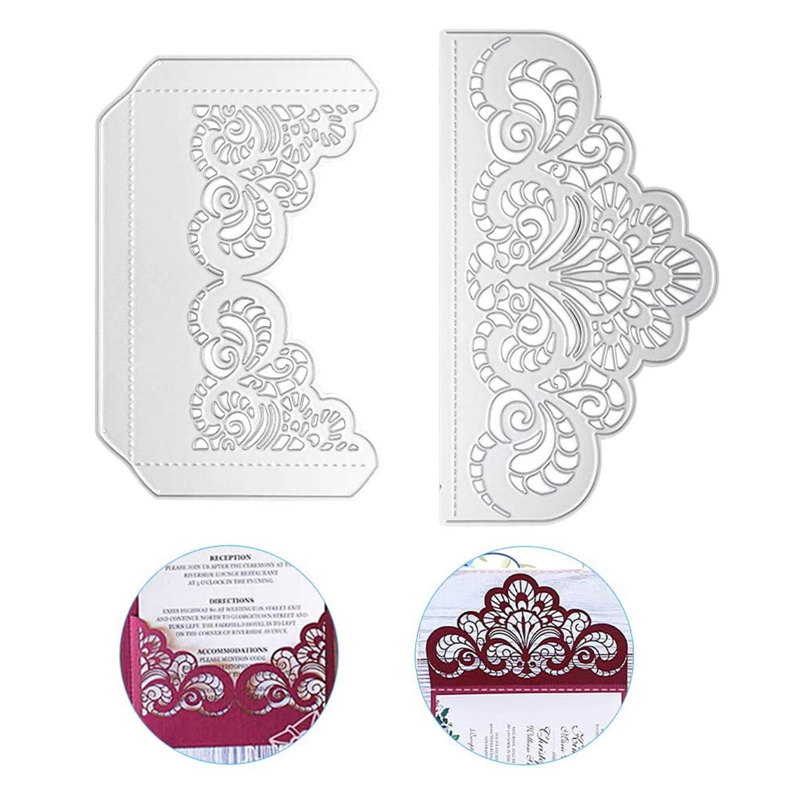 2 Pieces Cutting Embossing Dies Metal Cutting Dies Frames Wedding Invitation Die Craft Die for Card Making Scrapbook Invitation Paper Card
