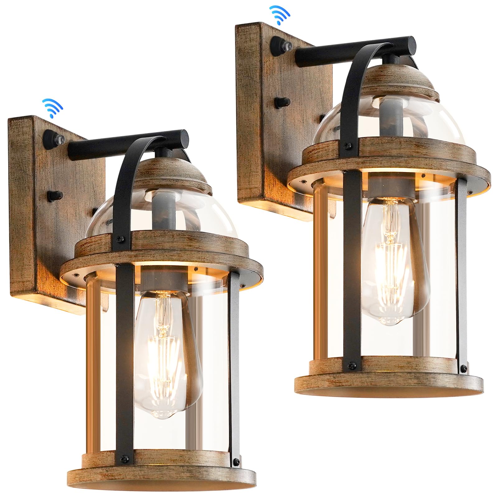 Photo 1 of OKELI Dusk to Dawn Outdoor Wall Lights, Waterproof Lighting Fixtures, Rustic Farmhouse Wall Lanterns with Clear Glass Shades, Anti-Rust Outside Lights for House Garage Patio Front Porch,2Pack