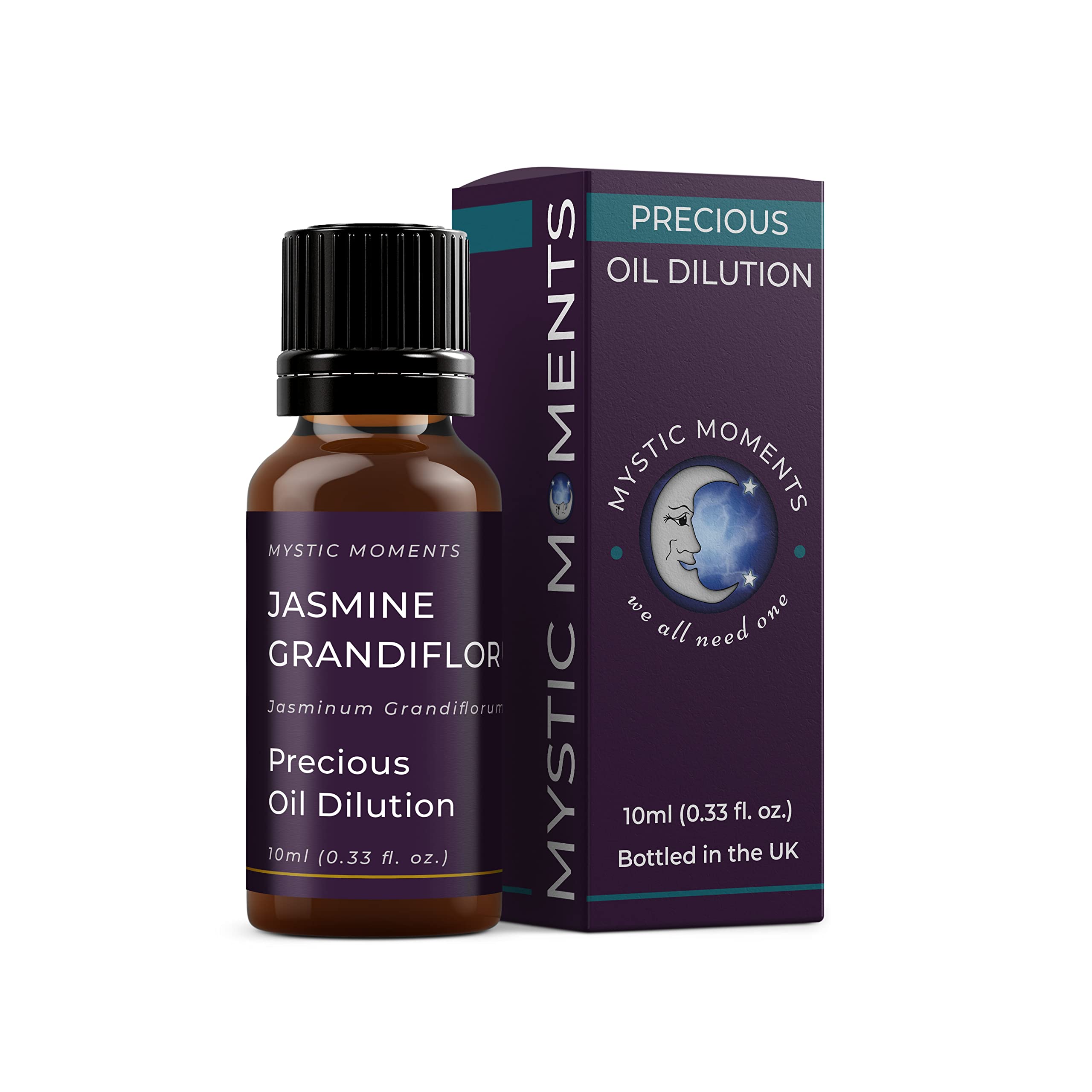 Mystic Moments | Jasmine Grandiflorum Absolute Precious Oil Dilution 10ml 3% Jojoba Blend Perfect for Massage, Skincare, Beauty and Aromatherapy