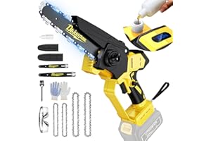 DEJUNPIOOL Cordless Mini Chainsaw Compatible with Dewalt 20V MAX Battery (NO Battery), 6 Inch & 8 Inch Small Electric Chainsaw Brushless, 2 x 6'' Chains + 2 x 8'' Chains, Auto Oiler, Handheld Pruning Chain Saw