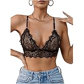 GORGLITTER Women's Lace Sheer Bralette Sexy See Through Rave Unlined Wireless Bra