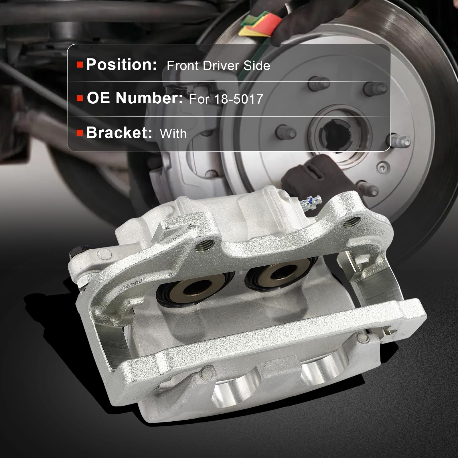 Condition photo showing New/Like New for cciyu front left brake caliper assembly w/bracket 18-5017 for chrysler for 200/for 300,for dodge for