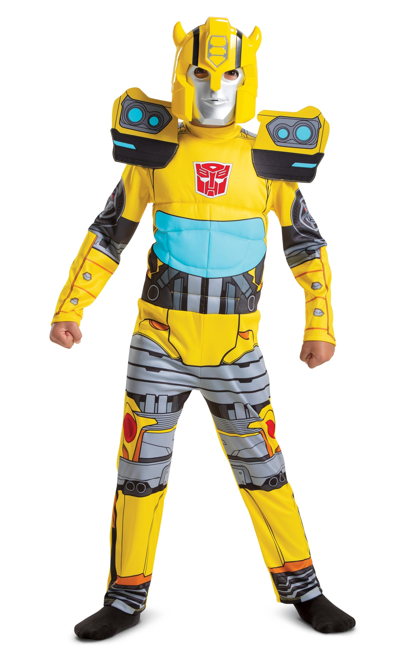 Disguise Transformers Bumblebee Costume for Kids, Official Hasbro Licensed Product, Padded Torso Details and Block Shoulder Pads, Includes Bumblebee Mask, 3-4 years