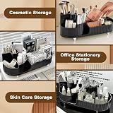 Bulla 360 Rotating Makeup Organizer, 5 Compartments, ABS Black Storage view 6