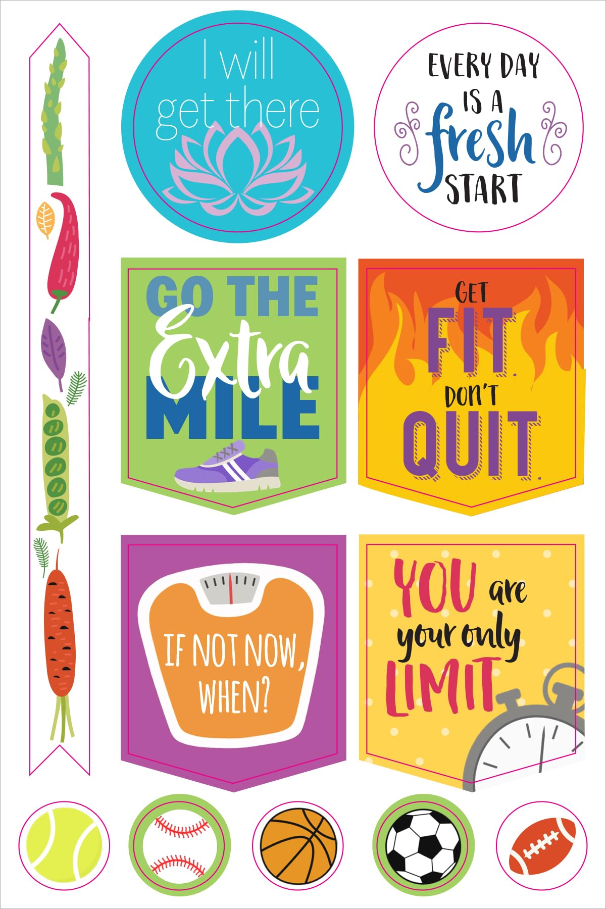 Essentials Health & Fitness Planner Stickers (Set of 325 Stickers)