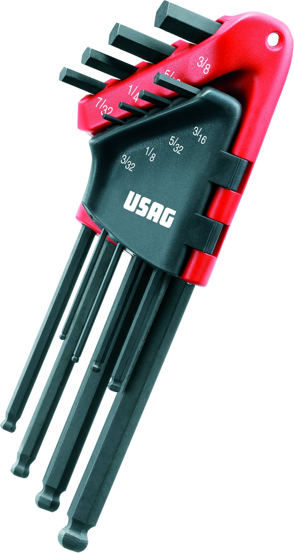 USAG U02800090 - 280 LTSP/S8 -Set of 8 long angled hexagon keys with spherical head, inch sizes